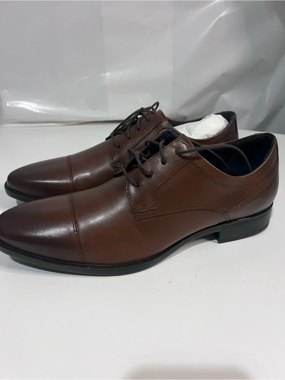 Johnston & Murphy Brown Leather Cap-Toe Derby Shoes